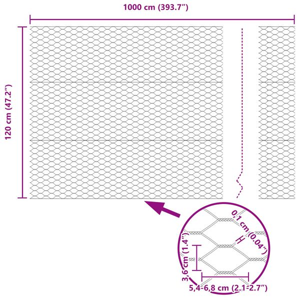 vidaXL Φράχτης Εξαγώνου Πράσινο 1.2 x 10 m Ατσάλι