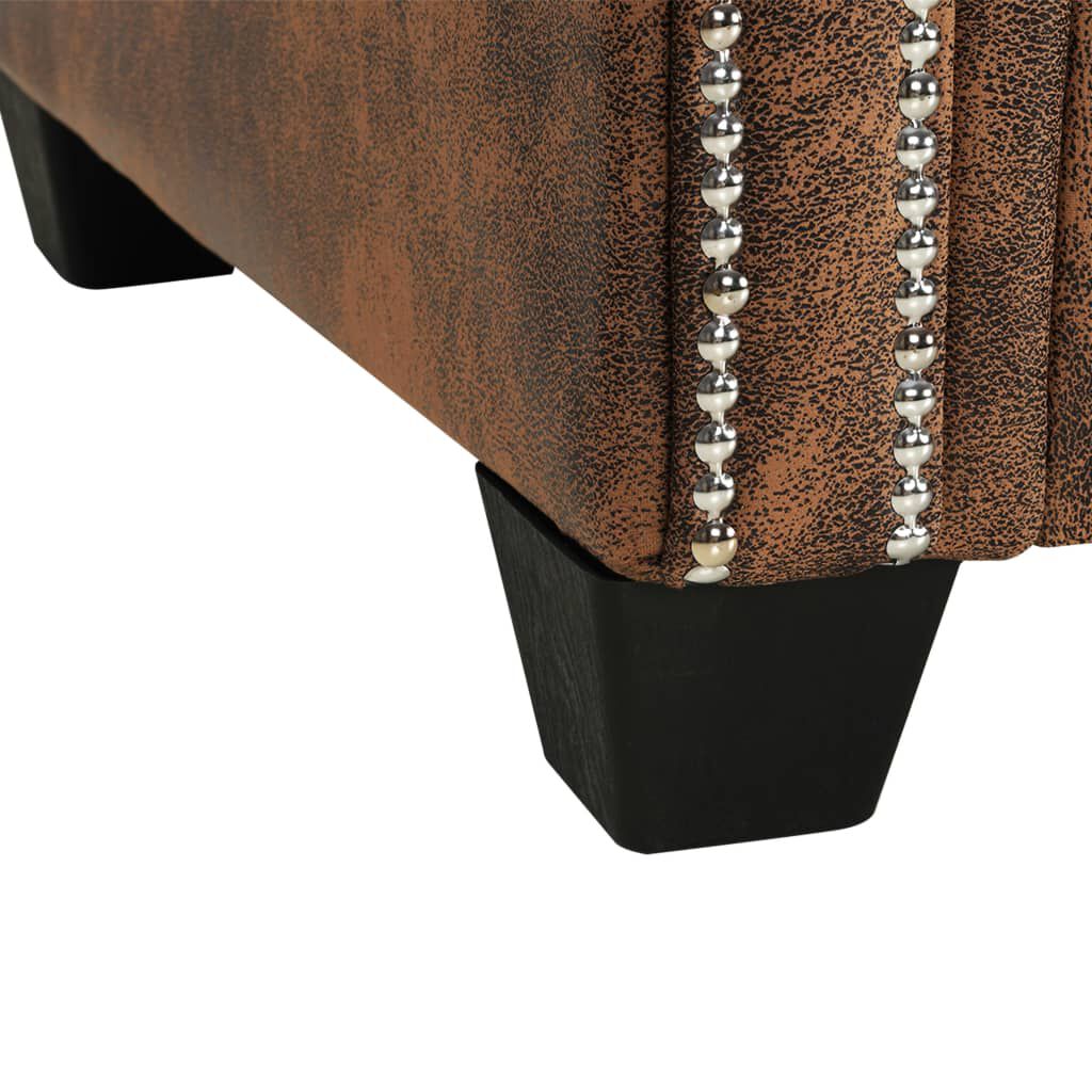 vidaXL Καναπές Chesterfield Γωνιακός Καφέ από Συνθετικό Καστόρι
