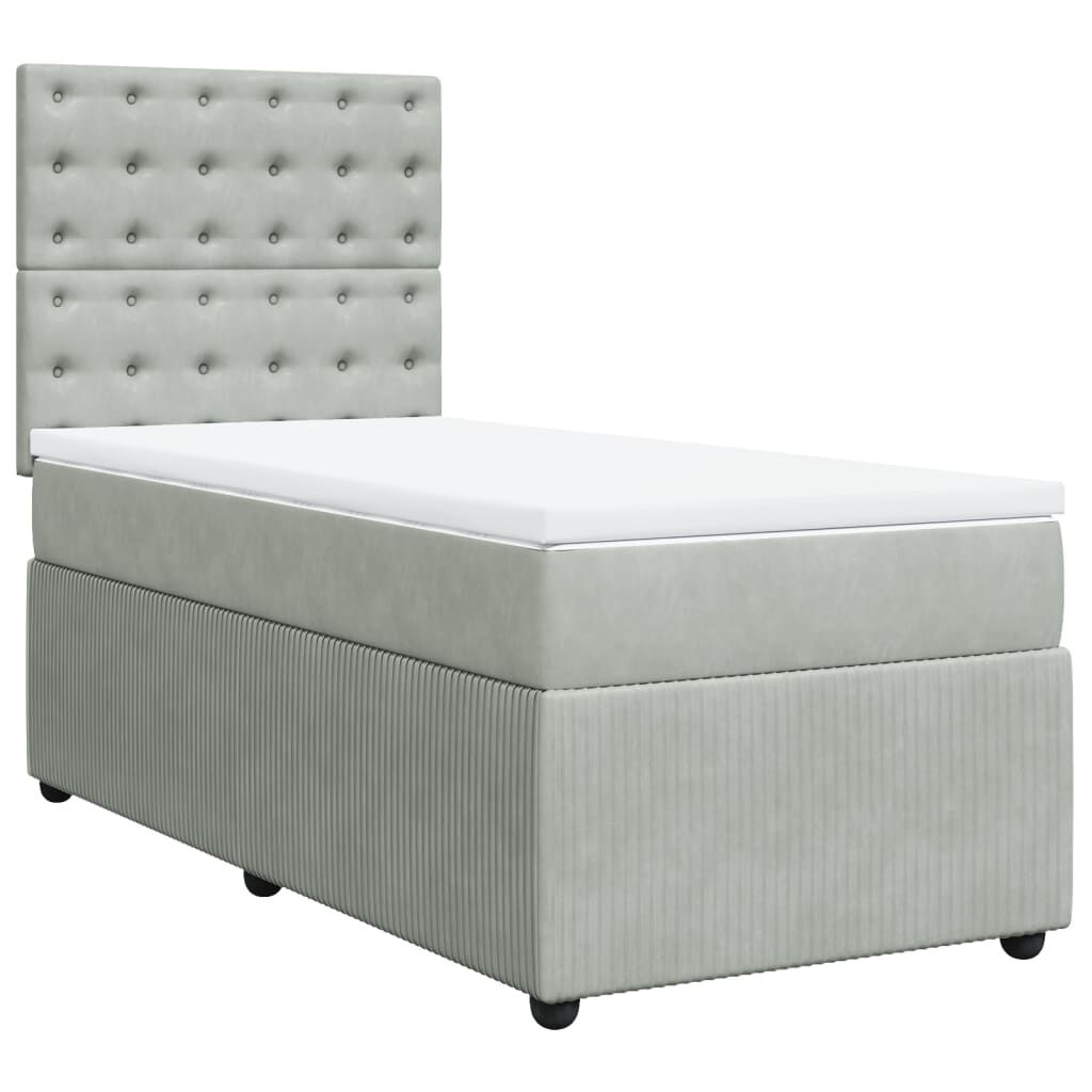 vidaXL Κρεβάτι Boxspring με Στρώμα Ανοιχτό Γκρι 80x200 εκ. Βελούδινο