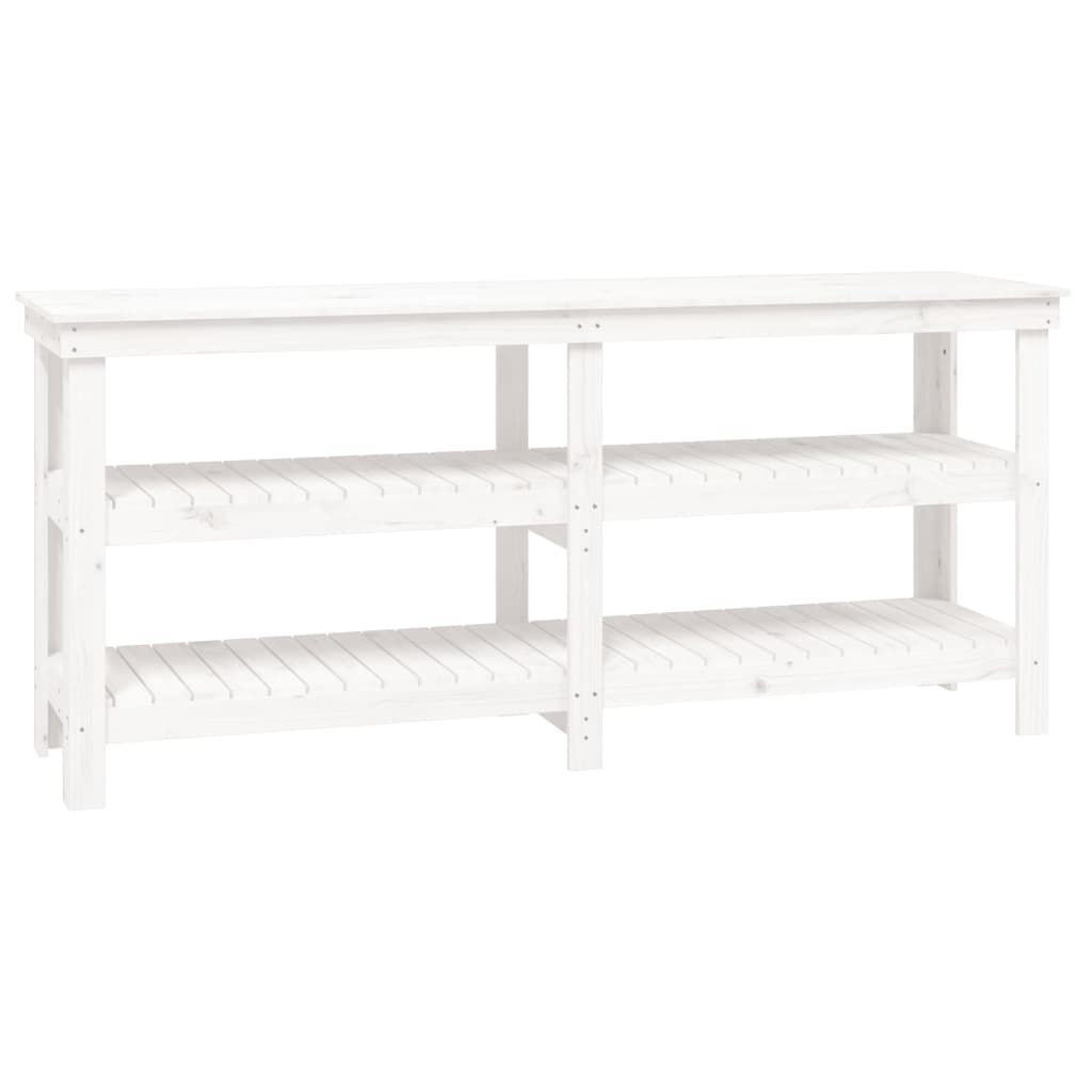 vidaXL Πάγκος Εργασίας Λευκός 181 x 50 x 80 εκ. από Μασίφ Ξύλο Πεύκου
