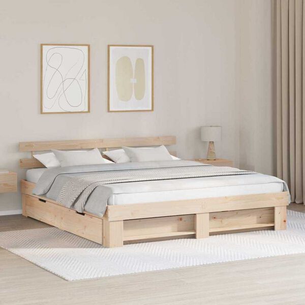 vidaXL Σκελετός Κρεβατιού Καφέ 180 x 200 cm Μασίφ ξύλο πεύκου