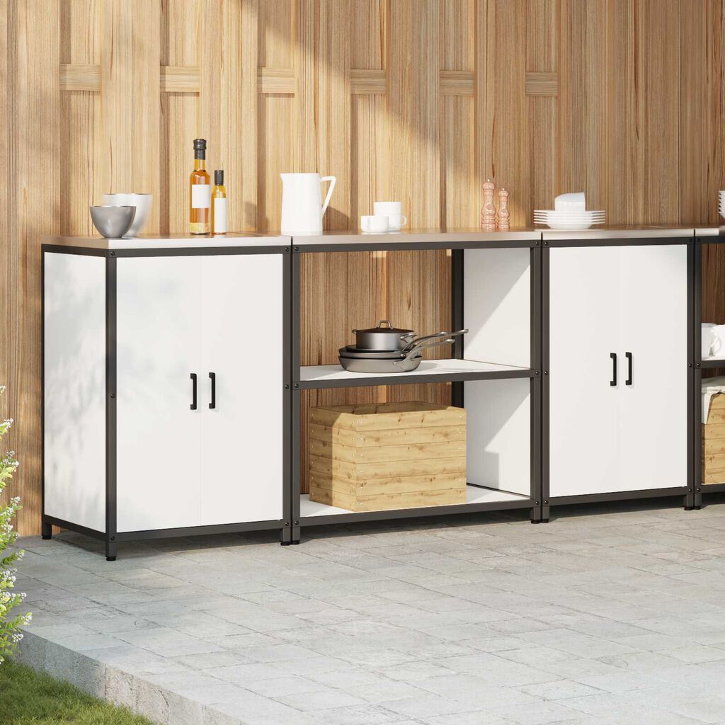 vidaXL Σετ Αποθήκευσης Κουζίνας με ράφι 3 pcs Λευκό 210 x 50 x 92 εκ