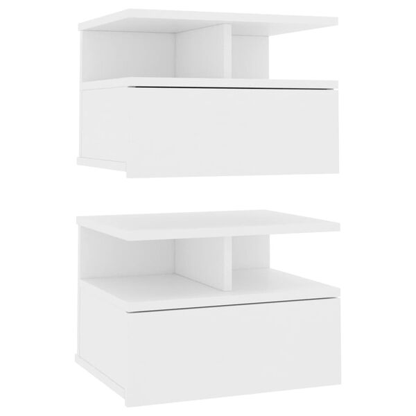 vidaXL Κομοδίνα Κρεμαστά 2 τεμ. Λευκά 40 x 31 x 27 εκ. από Επεξ. Ξύλο