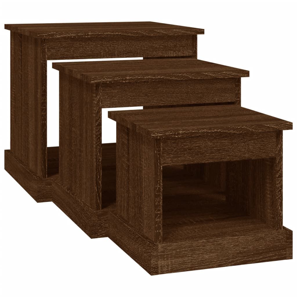 vidaXL Τραπεζάκια Σαλονιού 3 τεμ Brown Oak Επεξ. Ξύλο
