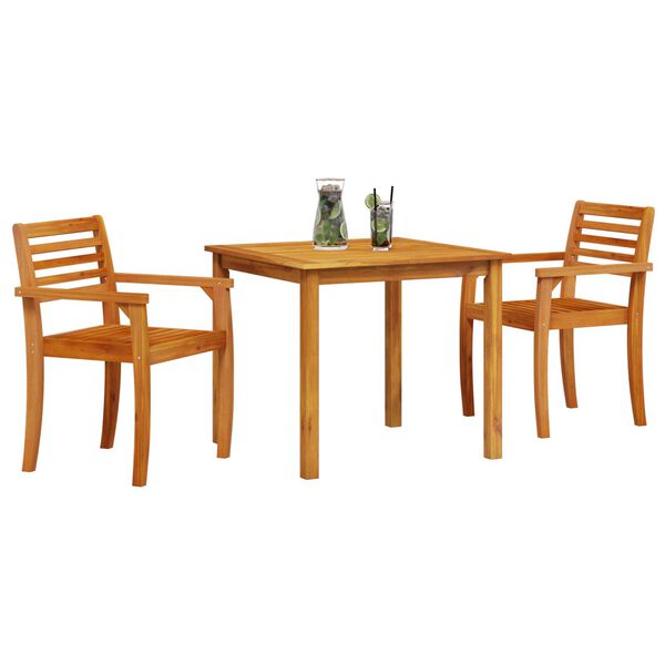 vidaXL Σέτ φαγητού για κήπο 3 pcs Καφέ Μασίφ ξύλο ακακίας