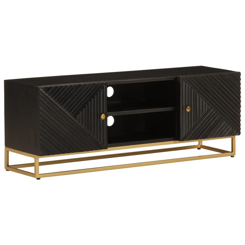 vidaXL Έπιπλο Τηλεόρασης Μαύρο 110x30x40εκ.Μασίφ Ξύλο Μάνγκο & Σίδηρος