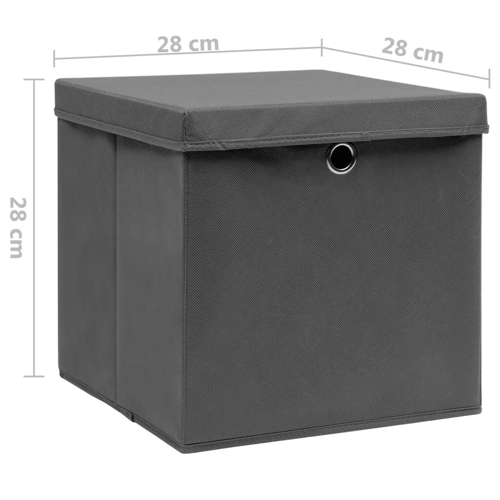 vidaXL Κουτιά Αποθήκευσης με Καπάκια 4 τεμ. Γκρι 28 x 28 x 28 εκ.