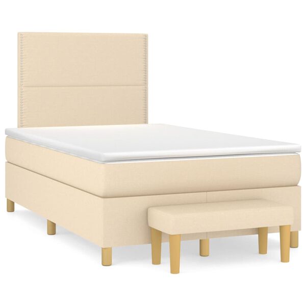 vidaXL &Kappa;&rho;&epsilon;&beta;ά&tau;&iota; Boxspring &mu;&epsilon; &Sigma;&tau;&rho;ώ&mu;&alpha; &Kappa;&rho;&epsilon;&mu; 120x200 &epsilon;&kappa;. &Upsilon;&phi;&alpha;&sigma;&mu;ά&tau;&iota;&nu;&omicron;
