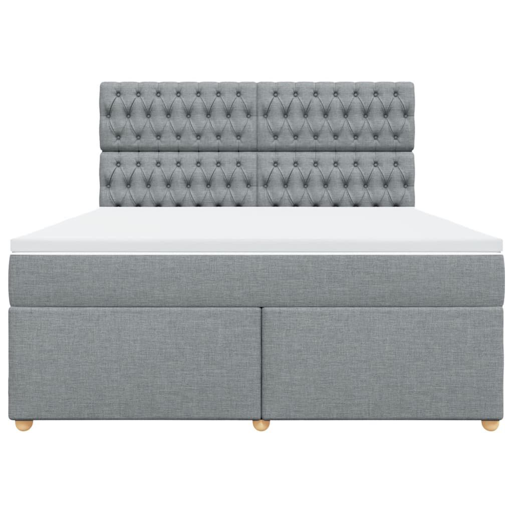 vidaXL Κρεβάτι Boxspring με Στρώμα Ανοιχτό Γκρι 180x200 εκ. Υφασμάτινο