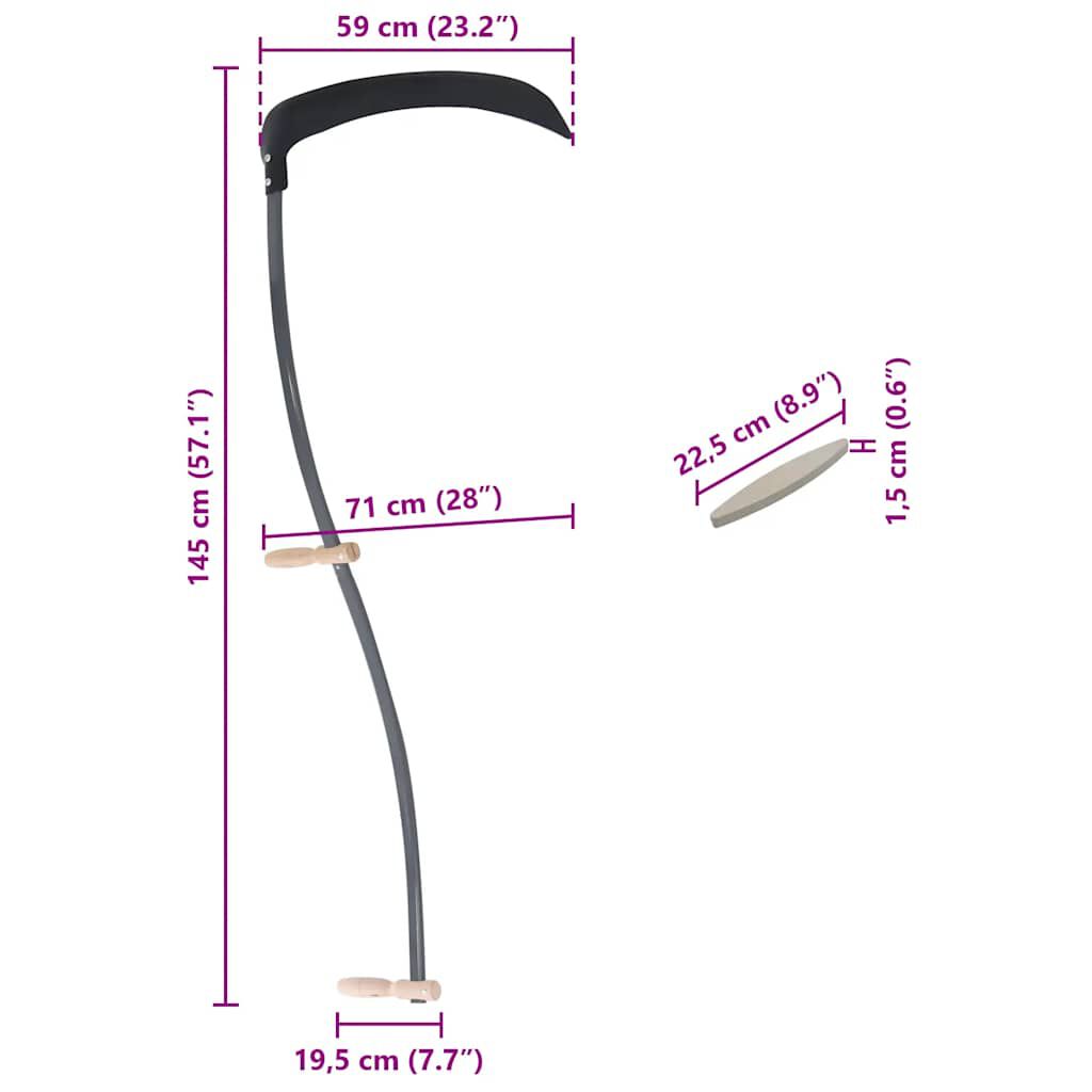 vidaXL Δρεπάνι με πέτρα λείανσης 145 cm