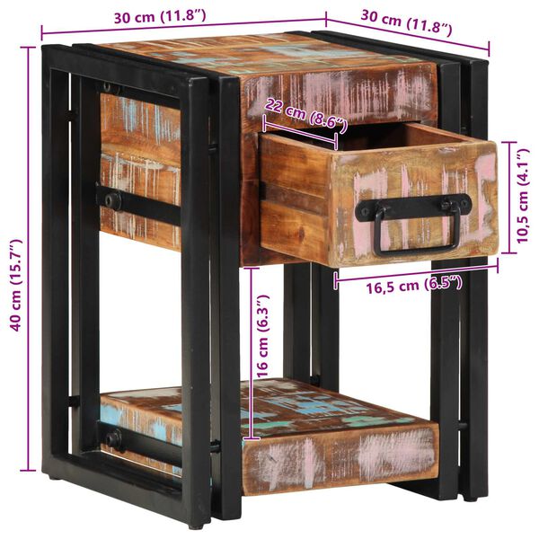 vidaXL Νυχτερινό Τραπέζι 40x40x40 εκ. Από Μασίφ Ανακυκλωμένο Ξύλο