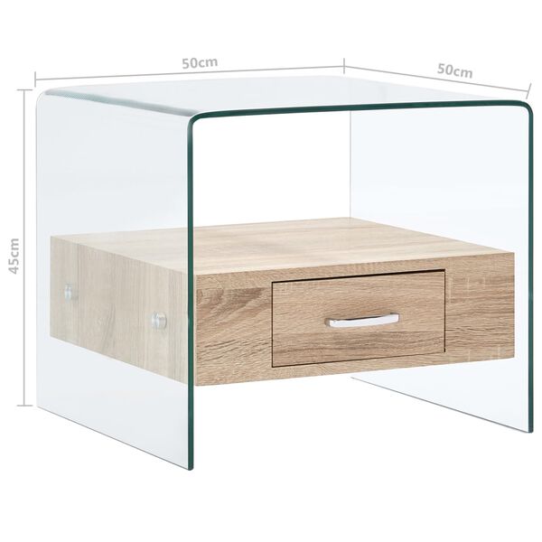 vidaXL Τραπεζάκι Σαλονιού με Συρτάρι 50 x 50 x 45 εκ. από Ψημένο Γυαλί