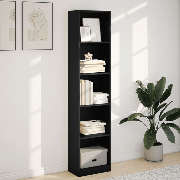 vidaXL Βιβλιοθήκη Μαύρη 40x24x176 εκ. από Επεξεργασμένο Ξύλο