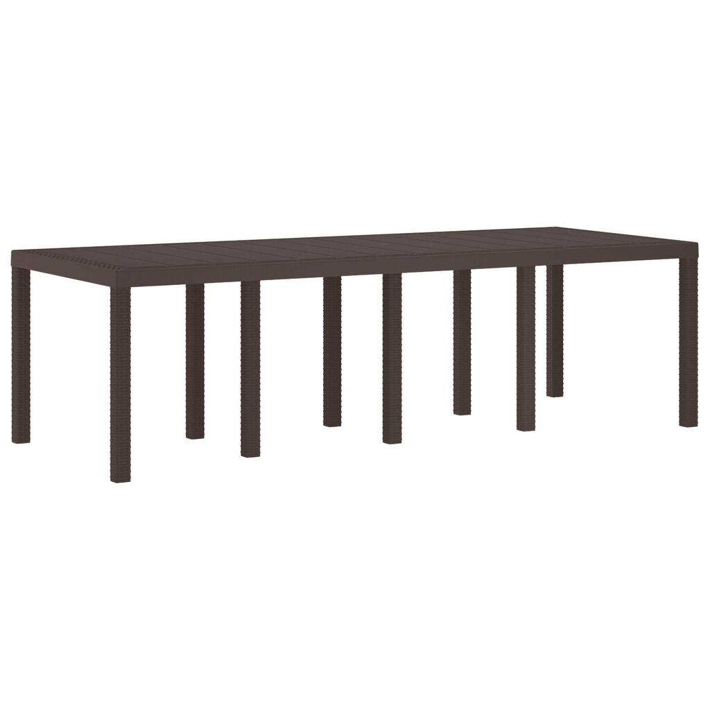 vidaXL Τραπέζι Κήπου Καφέ 250x100x73 cm Πολυ Ράτταν