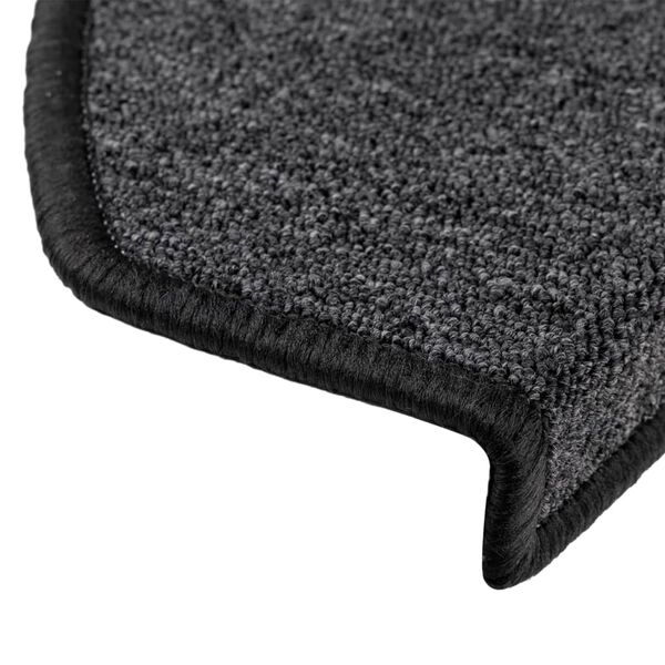 vidaXL Πατάκια Σκαλοπάτια 15 τεμ. Ανθρακί 65x24x4 εκ. Ημίστρογγυλά Μεγάλα