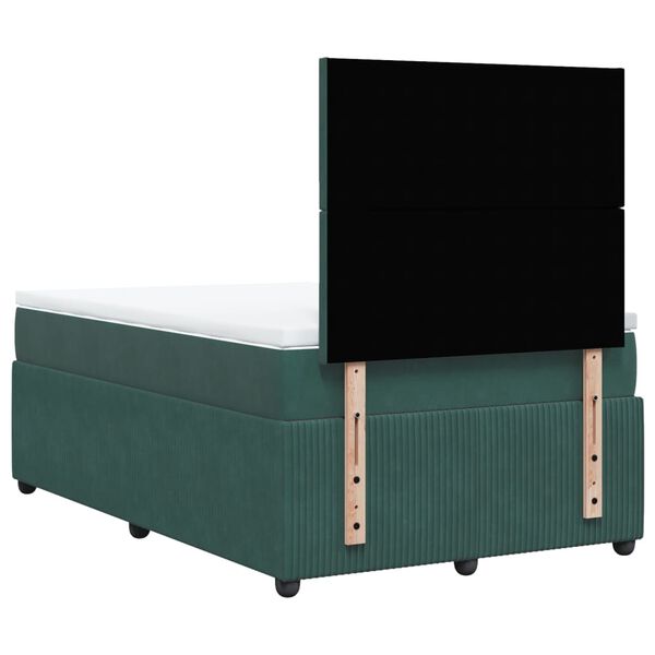 vidaXL Κρεβάτι Boxspring με Στρώμα Σκούρο Πράσινο 120x190εκ. Βελούδινο