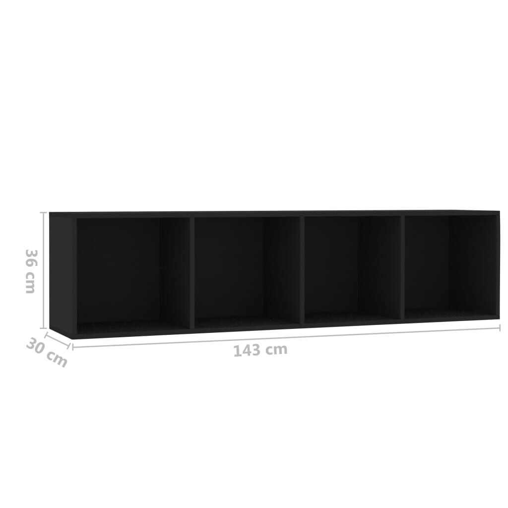 vidaXL Βιβλιοθήκη/Έπιπλο Τηλεόρασης Μαύρο 143 x 30 x 36 εκ.
