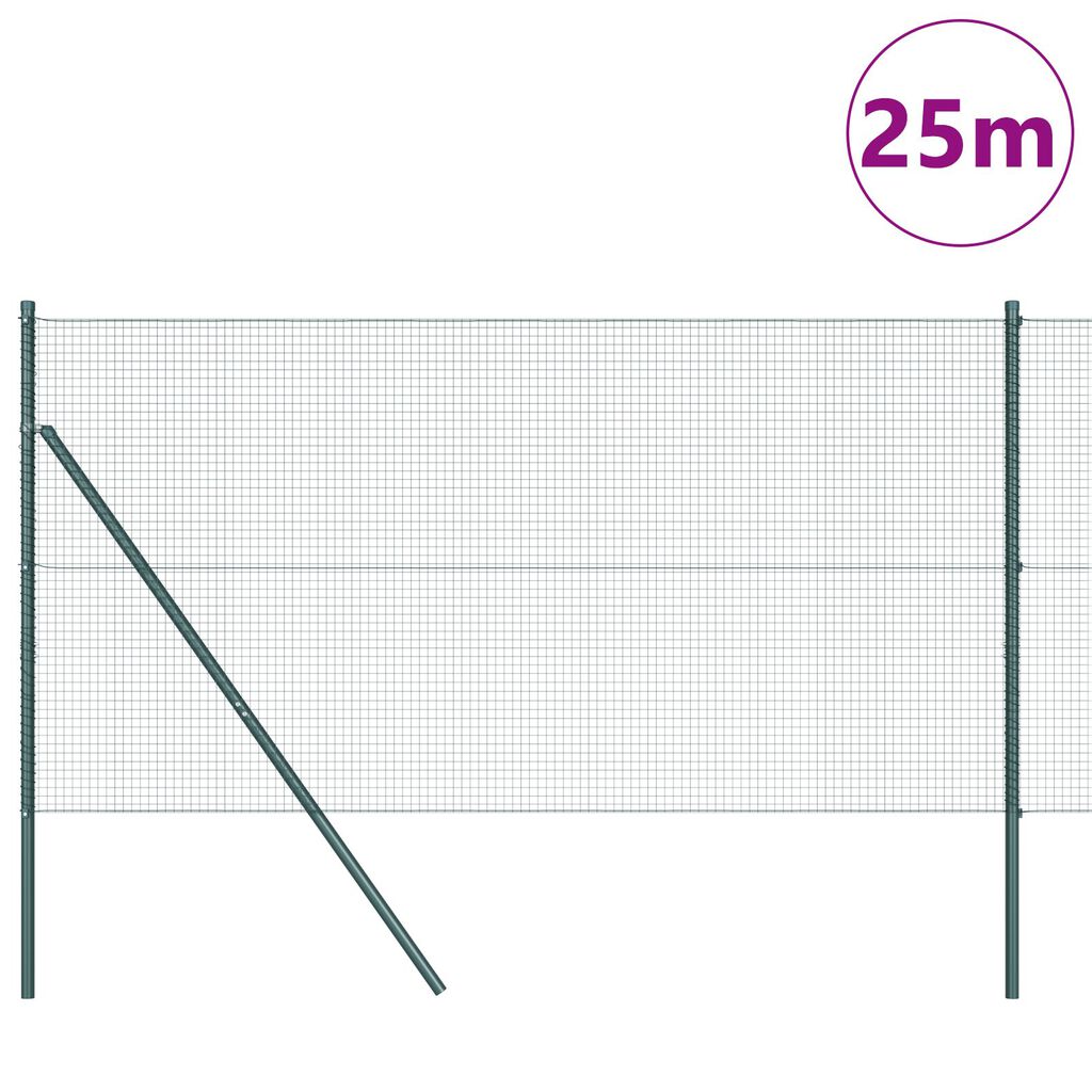 vidaXL Φράχτης με 13 Σωλήνες Πράσινος 1.2x25 μ Σίδερο