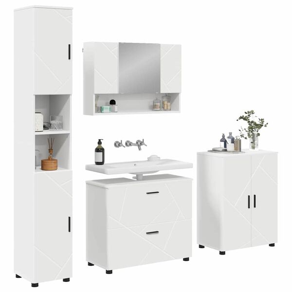 vidaXL Σετ Επίπλων Μπάνιου με συρτάρι 4 pcs Λευκό 30 x 35 x 192 εκ.