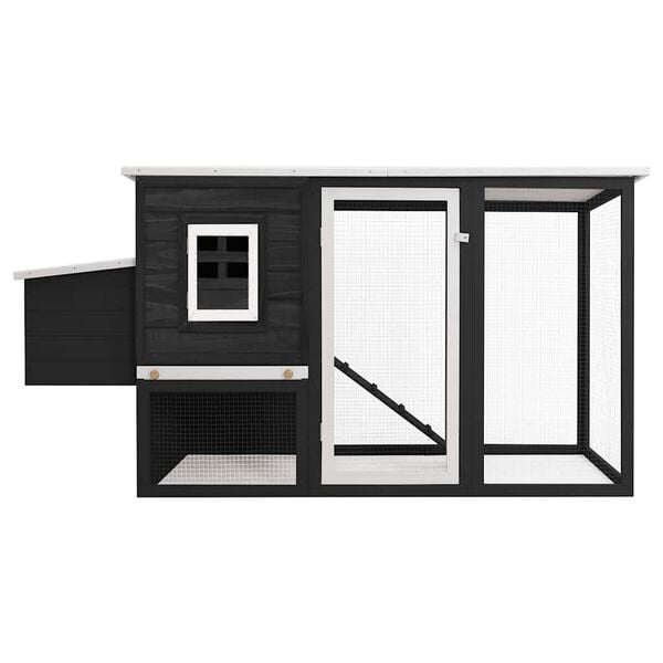 vidaXL Κοτέτσι Εξωτερικού Χώρου με 1 Σημείο Συλλογής Αυγών Γκρι Ξύλινο