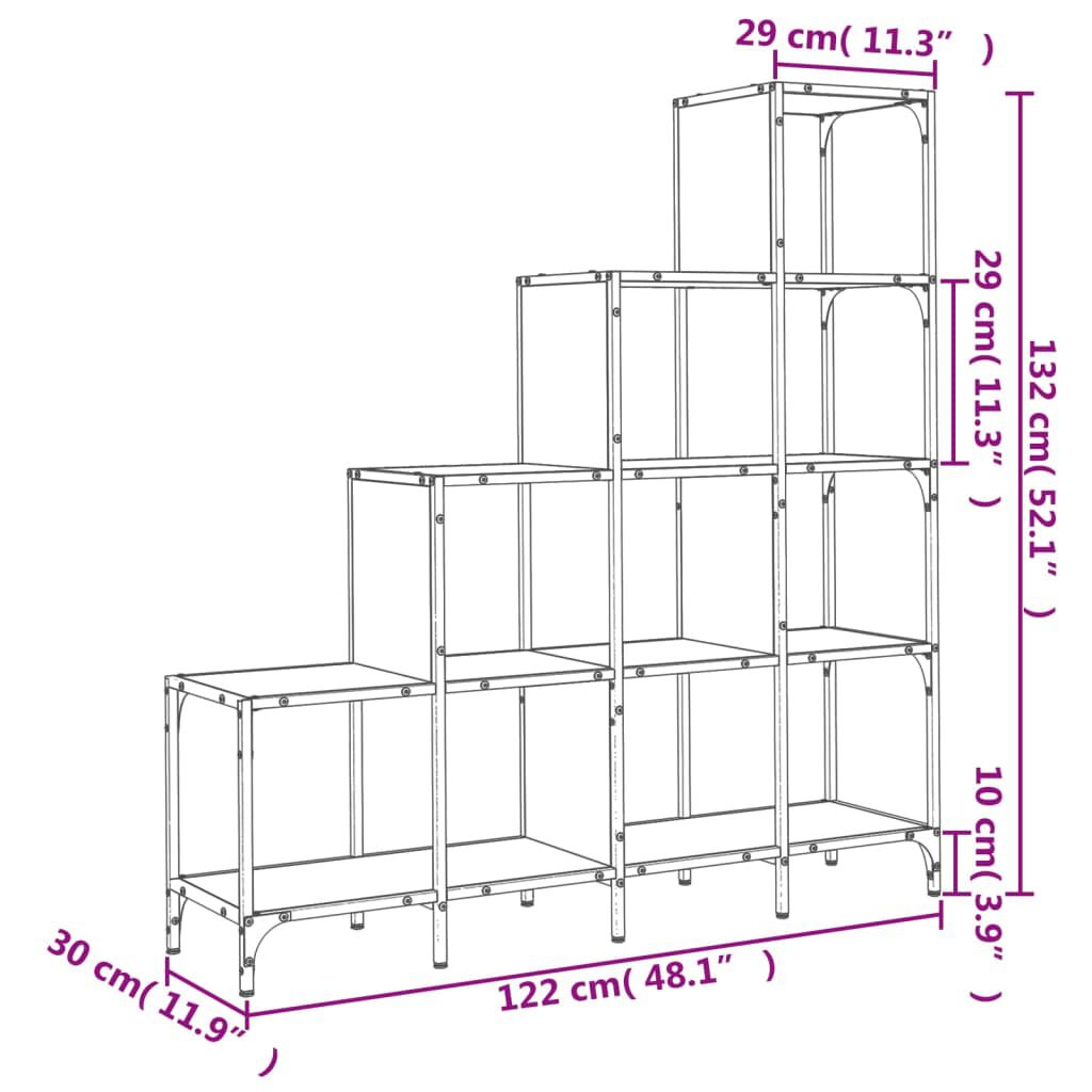 vidaXL Βιβλιοθήκη Μαύρη 122x30x132 εκ. Επεξεργασμένο Ξύλο & Μέταλλο