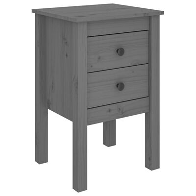 vidaXL Κομοδίνα 2 τεμ. Γκρι 40 x 35 x 61,5 εκ. από Μασίφ Ξύλο Πεύκου