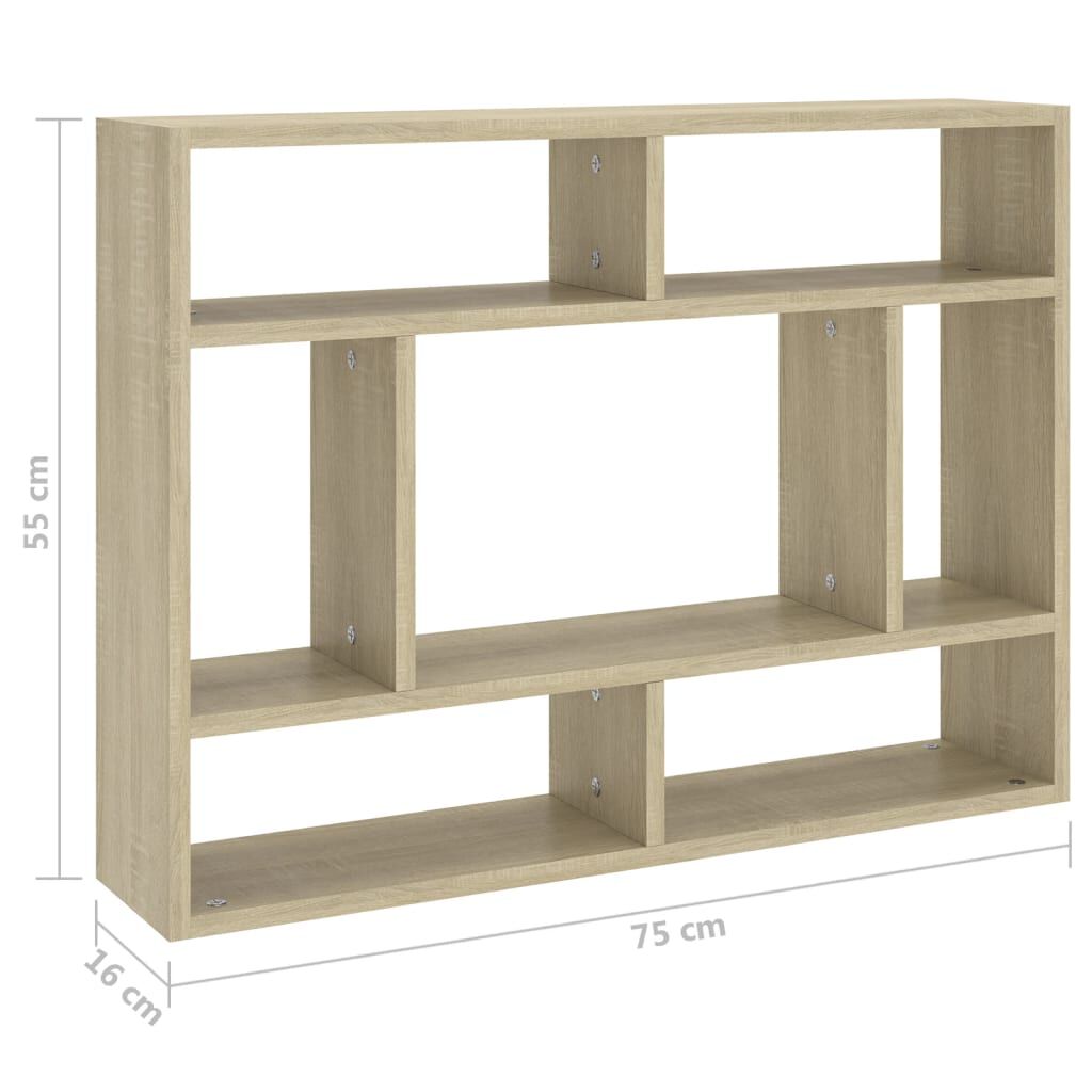 vidaXL Ραφιέρα Τοίχου Sonoma Δρυς 75 x 16 x 55 εκ. από Επεξ. Ξύλο