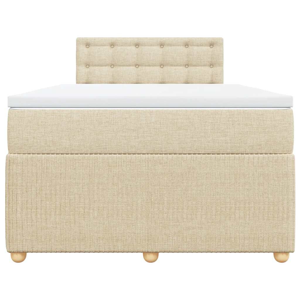 vidaXL Κρεβάτι Boxspring με Στρώμα Κρεμ 120x200 εκ. Υφασμάτινο