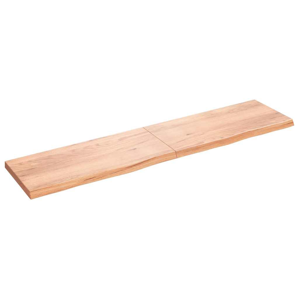 vidaXL Ράφι Τοίχου Ανοιχτό Καφέ 220x50x(2-6)εκ. Επεξ. Μασίφ Ξύλο Δρυός