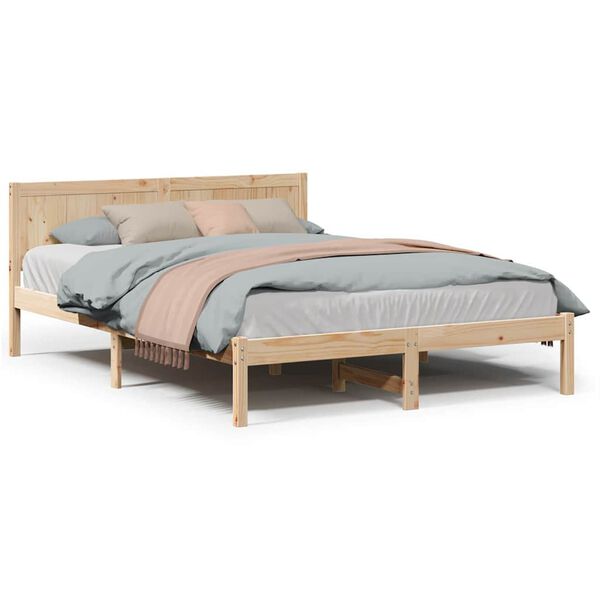vidaXL Σκελετός Κρεβατιού Καφέ 150 x 200 cm Μασίφ ξύλο πεύκου