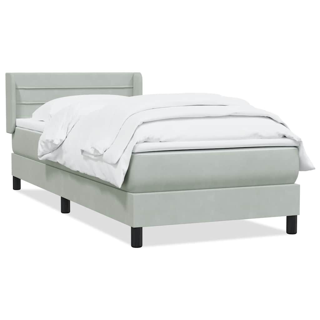 vidaXL Box Spring κρεβάτι με στρώμα ανοιχτό γκρι 100x220 εκ. Βελούδινο