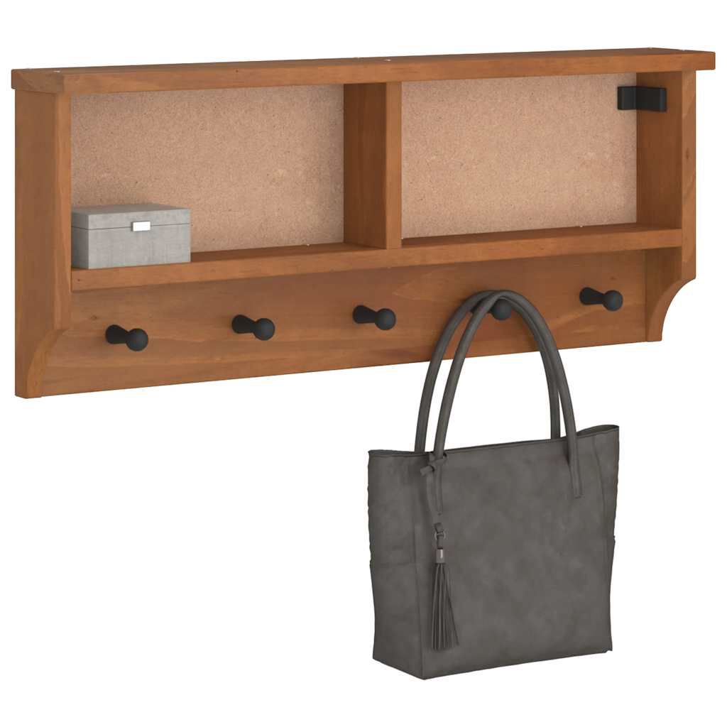 vidaXL Επίτοιχη κρεμάστρα παλτών SANDNES 87x12x35 εκ. Πεύκο μασίφ ξύλο