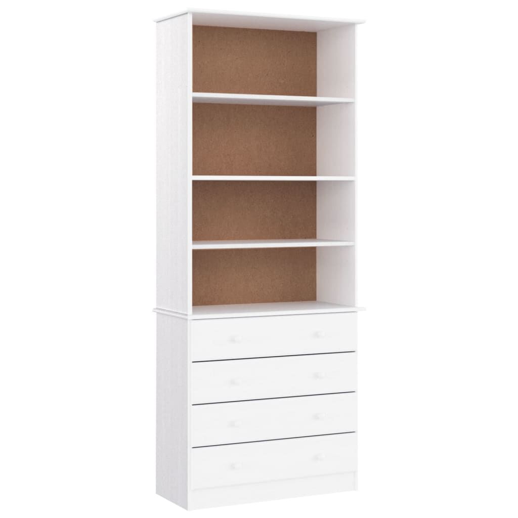 vidaXL Βιβλιοθήκη με Συρτάρια ALTA Λευκή 77x35x186,5 εκ. Μασίφ Πεύκο