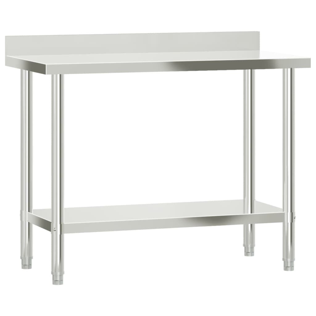 vidaXL Πάγκος Εργασίας Κουζίνας με Ράφι 110x55x120 εκ. Ανοξείδ. Ατσάλι