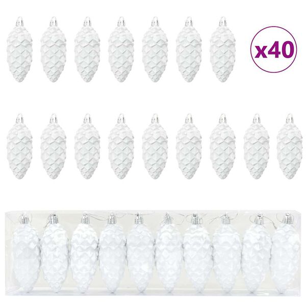 vidaXL Μπάλα από κουκουνάρι Χριστουγέννων 40 pcs Λευκό