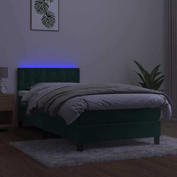 vidaXL &Kappa;&rho;&epsilon;&beta;ά&tau;&iota; Boxspring &mu;&epsilon; &Sigma;&tau;&rho;ώ&mu;&alpha; & LED &Sigma;&kappa;. &Pi;&rho;ά&sigma;&iota;&nu;&omicron; 90x200 &epsilon;&kappa; &Beta;&epsilon;&lambda;&omicron;ύ&delta;&omicron;