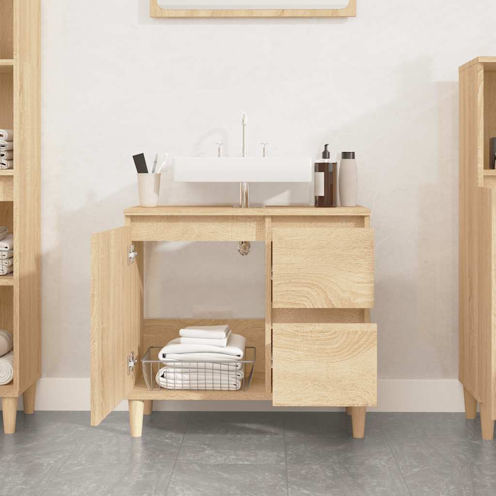 vidaXL Ντουλάπι Μπάνιου Sonoma Δρυς 65x33x60 εκ. Επεξεργασμένο Ξύλο