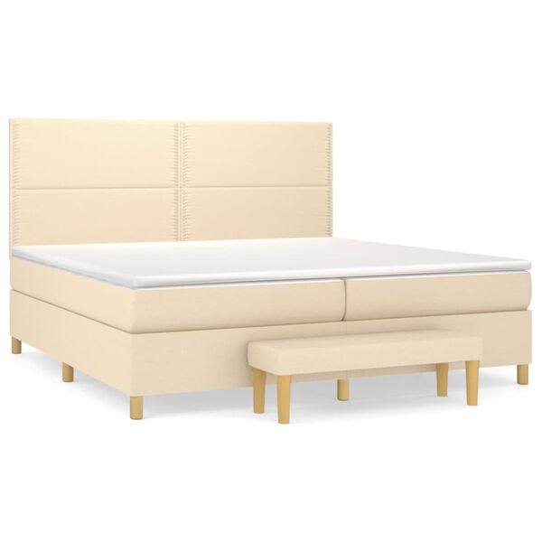 vidaXL &Kappa;&rho;&epsilon;&beta;ά&tau;&iota; Boxspring &mu;&epsilon; &Sigma;&tau;&rho;ώ&mu;&alpha; &Kappa;&rho;&epsilon;&mu; 200x200 &epsilon;&kappa;. &Upsilon;&phi;&alpha;&sigma;&mu;ά&tau;&iota;&nu;&omicron;