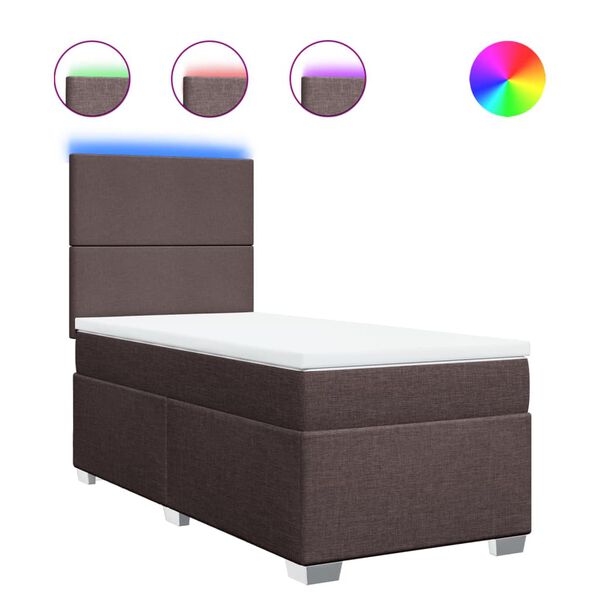 vidaXL Κρεβάτι Boxspring με Στρώμα Σκούρο Καφέ 80x200 εκ. Υφασμάτινο