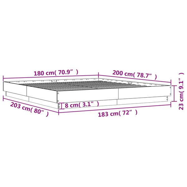 vidaXL Πλαίσιο Κρεβατιού με LED Γκρι sonoma 180 x 200 εκ.