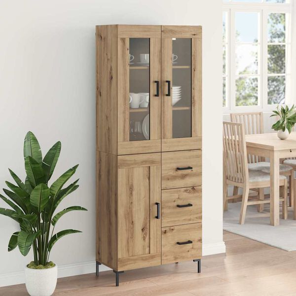 vidaXL Highboard &mu;&epsilon; &sigma;&upsilon;&rho;&tau;ά&rho;&iota; 2 pcs Artisan Oak &Epsilon;&pi;&epsilon;&xi;&epsilon;&rho;&gamma;&alpha;&sigma;&mu;έ&nu;&omicron; &xi;ύ&lambda;&omicron;