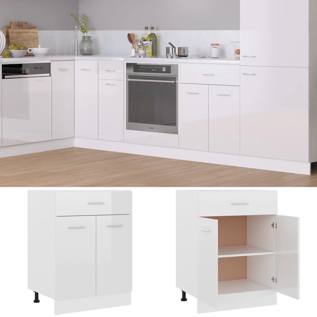 vidaXL Ντουλάπι με Συρτάρι Lyon Γυαλιστερό Λευκό 60x46x81,5εκ.