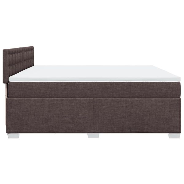 vidaXL Κρεβάτι Boxspring με Στρώμα Σκούρο Καφέ 200x200 εκ. Υφασμάτινο