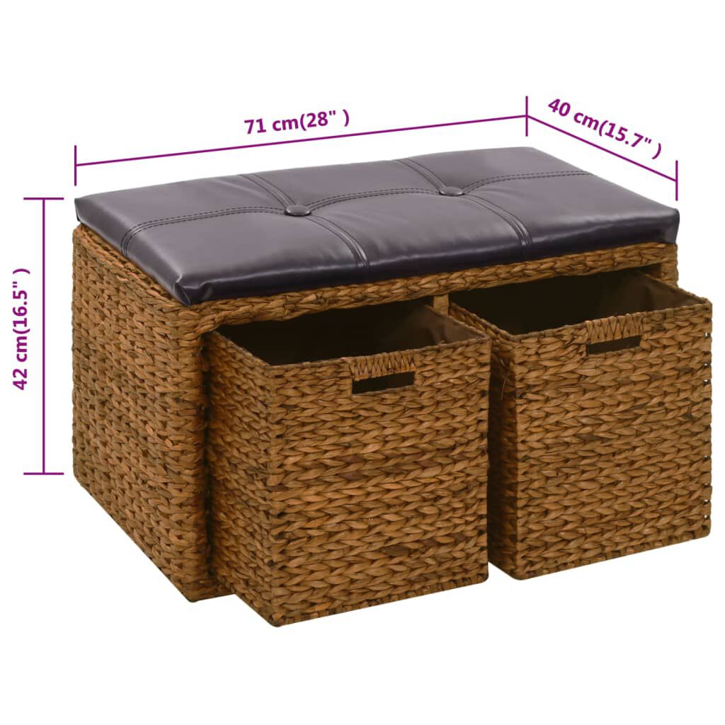 vidaXL Πάγκος με 2 Καλάθια Καφέ 71 x 40 x 42 εκ. από Seagrass