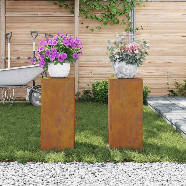 vidaXL Στήριξη φυτών 2 pcs Σκ rusty 24 x 24 x 55 εκ.