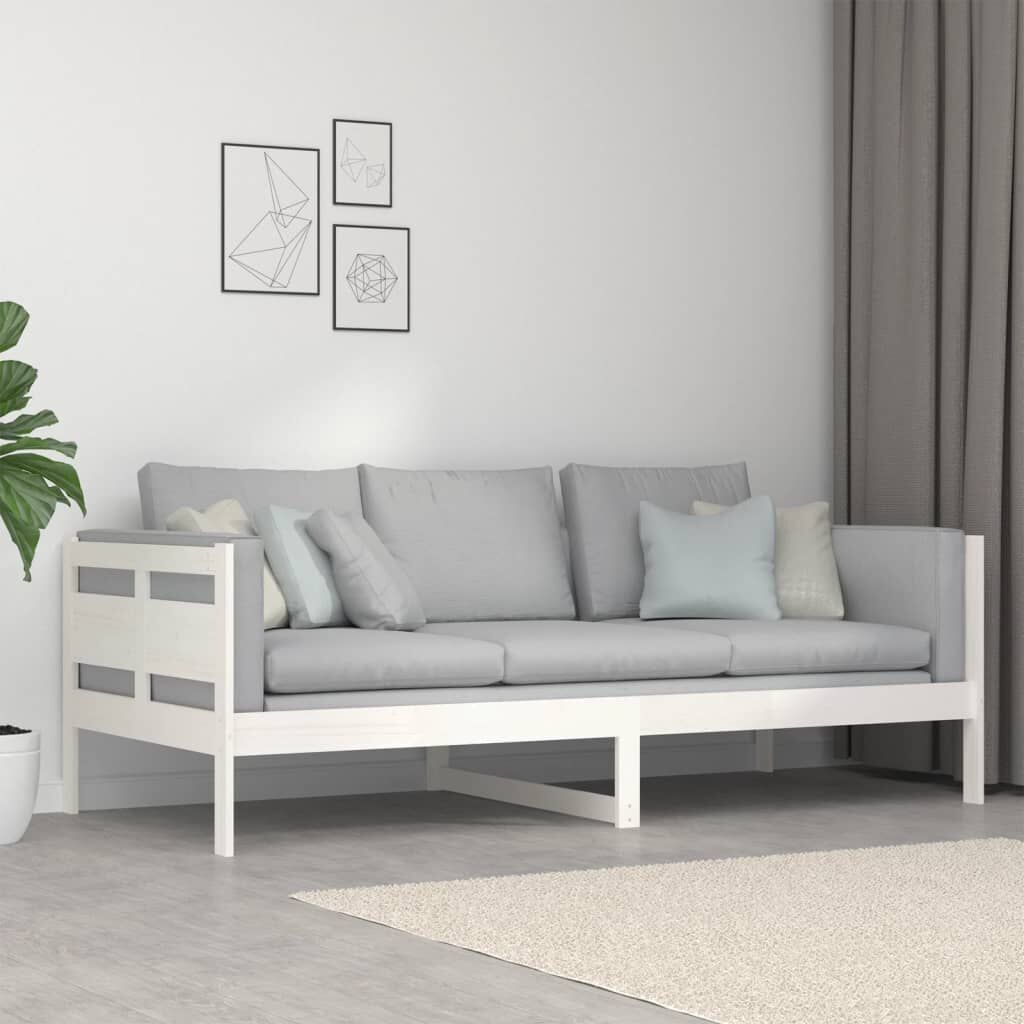 vidaXL Καναπές Κρεβάτι Λευκός 90 x 200 εκ. από Μασίφ Ξύλο Πεύκου