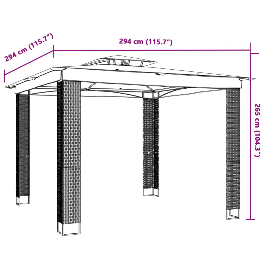vidaXL Κιόσκι με Διπλή Οροφή Κρεμ 2,94x2,94 μ. Ατσάλινο
