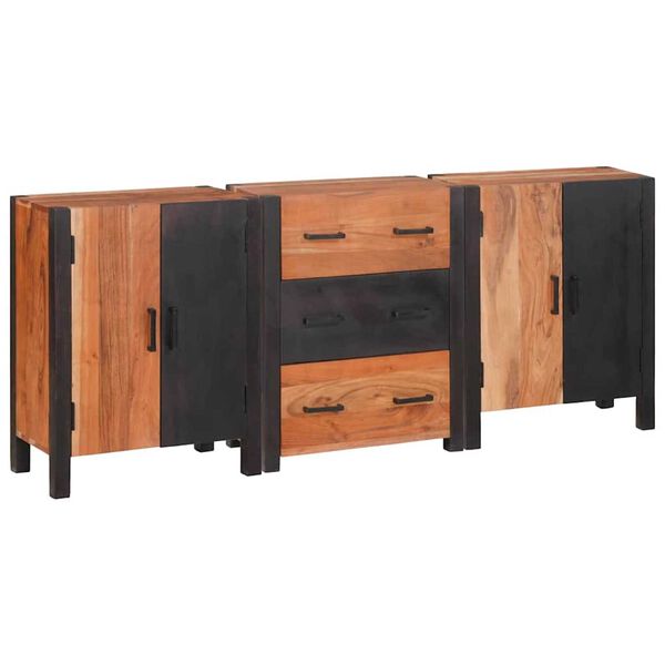 vidaXL Πλαϊνό γραφείο 3 pcs Καφέ 55 x 30 x 75 εκ Μασίφ ξύλο ακακίας
