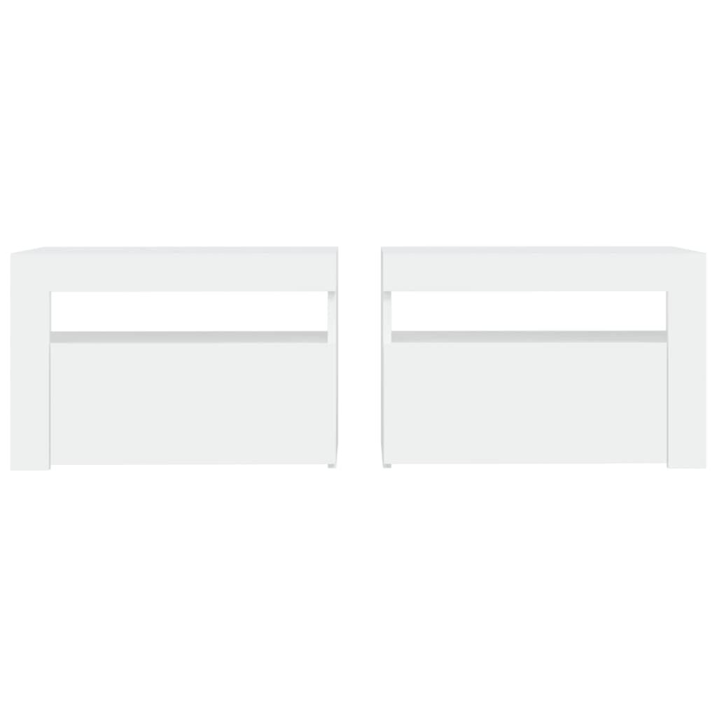 vidaXL Κομοδίνα με LED 2 τεμ. Λευκό 60 x 35 x 40 εκ.