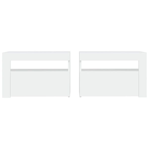 vidaXL Κομοδίνα με LED 2 τεμ. Λευκό 60 x 35 x 40 εκ.